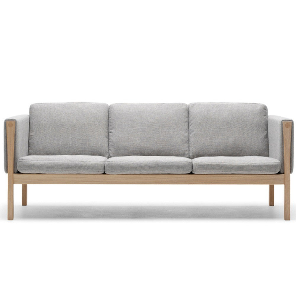 Wegner CH163 Sofa Oak Oil with Kvadrat Sunniva Grey Upholstery Front Carl Hansen & Son