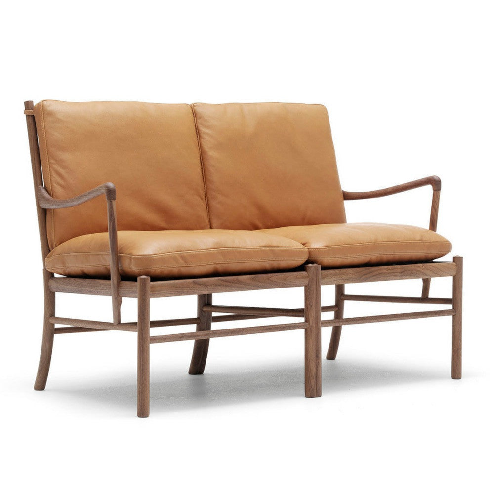 Ole Wanscher Colonial Sofa Brown Leather and Walnut Carl Hansen & Son