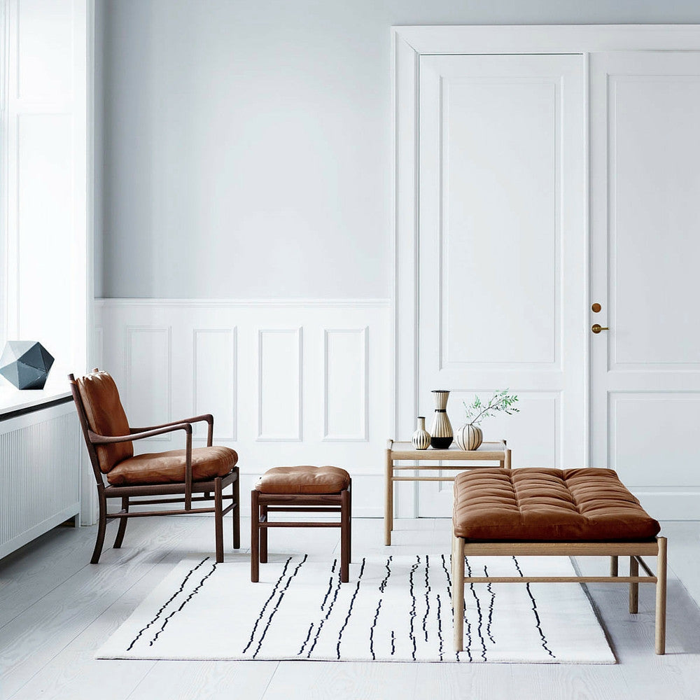 Carl Hansen Ole Wanscher Colonial Furniture in Room with Woodlines Rug