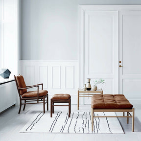 Carl Hansen Ole Wanscher Colonial Furniture in Room with Woodlines Rug