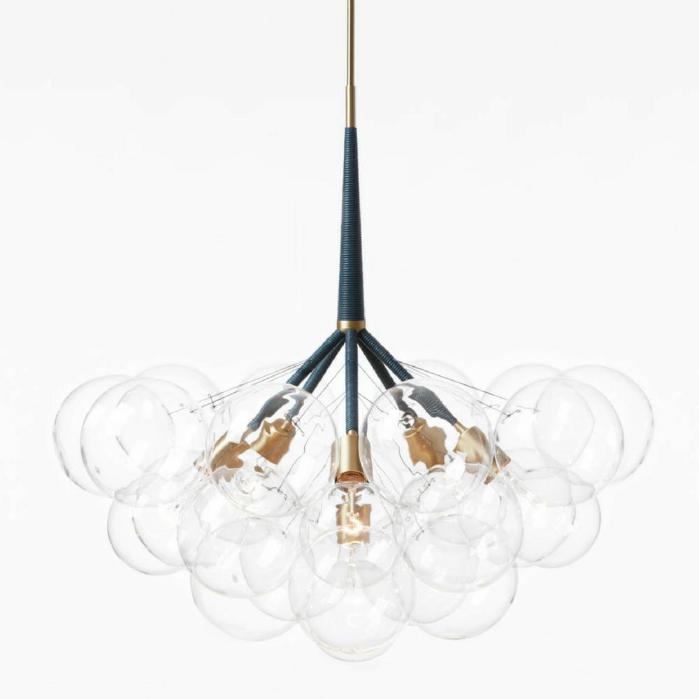 Pelle Jumbo Glass Bubble Chandelier with Satin Brass Fittings