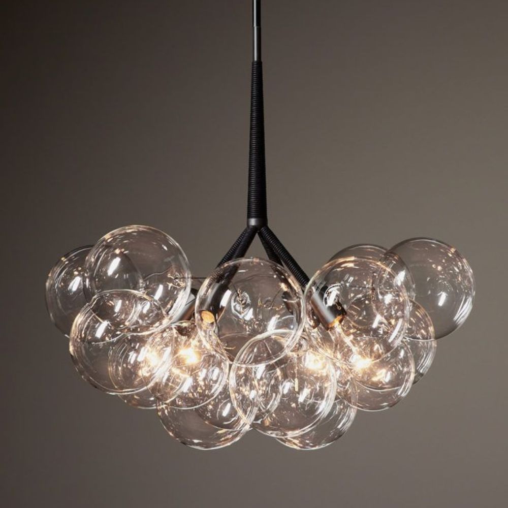 PELLE X-Large Bubble Chandelier Black Leather Cord