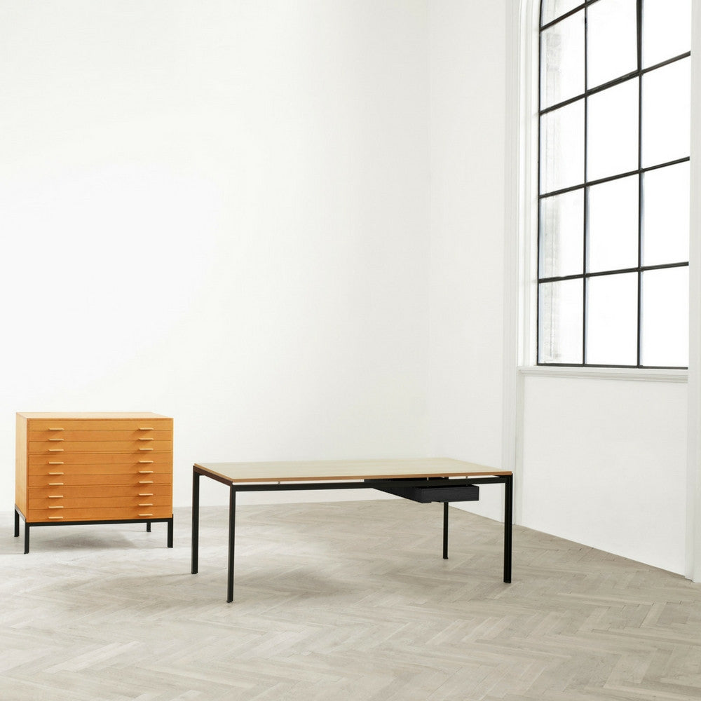 Poul Kjaerholm PK52A Student Desk with Black Drawer in Room with Filing Chest of Drawers Carl Hansen and Son