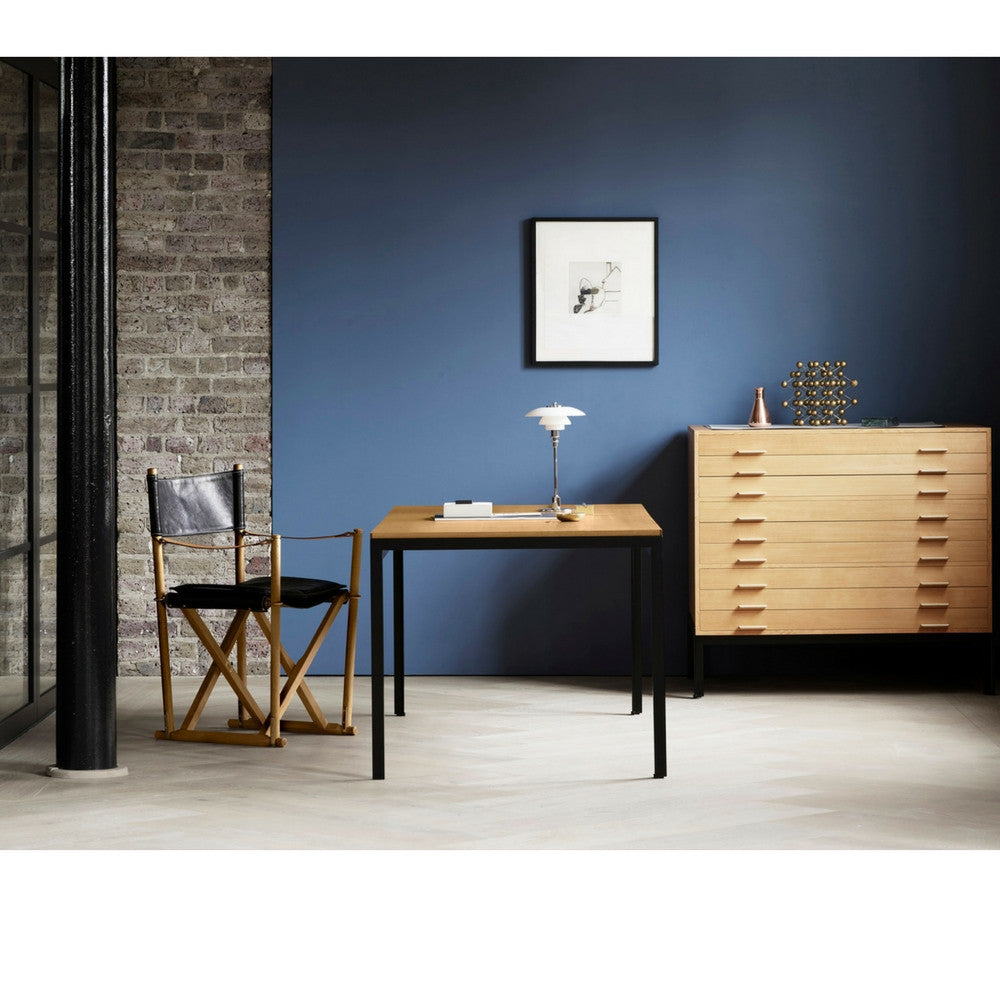 Poul Kjaerholm PK52 Desk in Room with Mogens Koock Folding Chair and Kjaerholm File Drawers Carl Hansen and Son