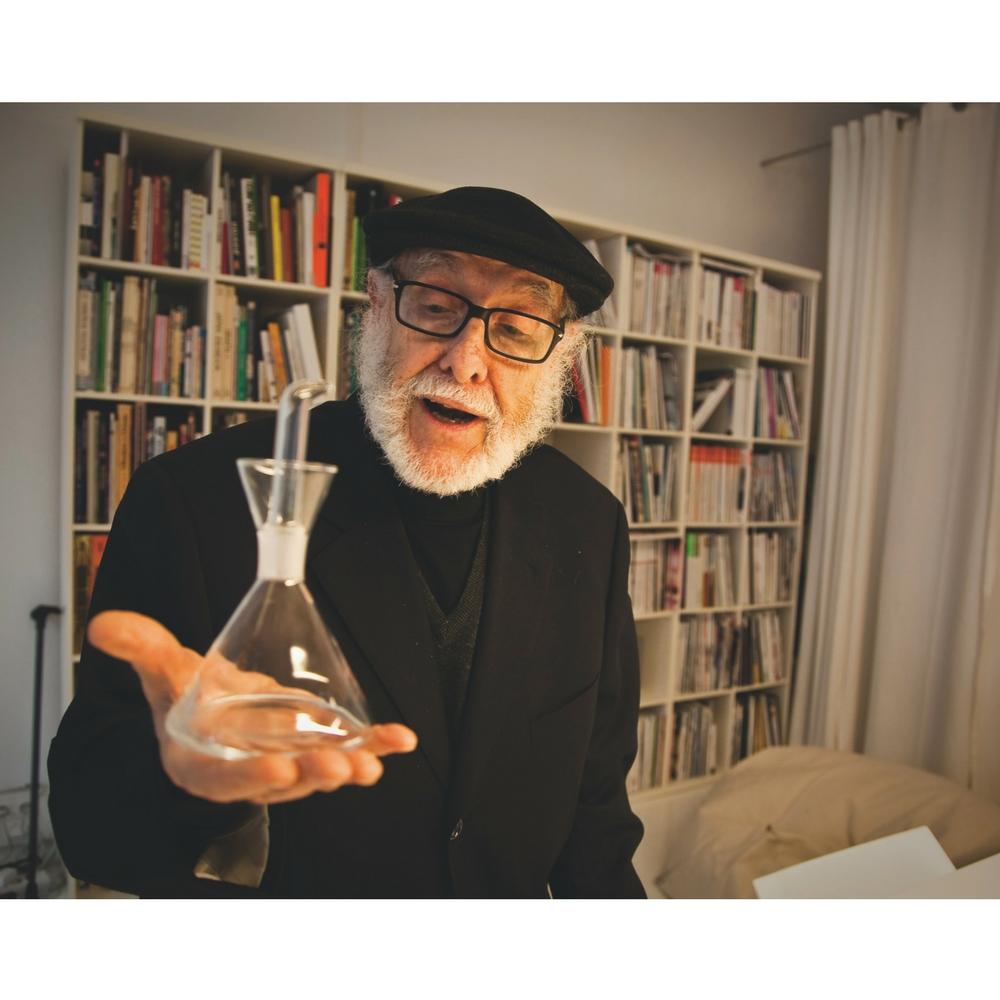 Rafael Marquina with the Olive Oil Cruet he designed