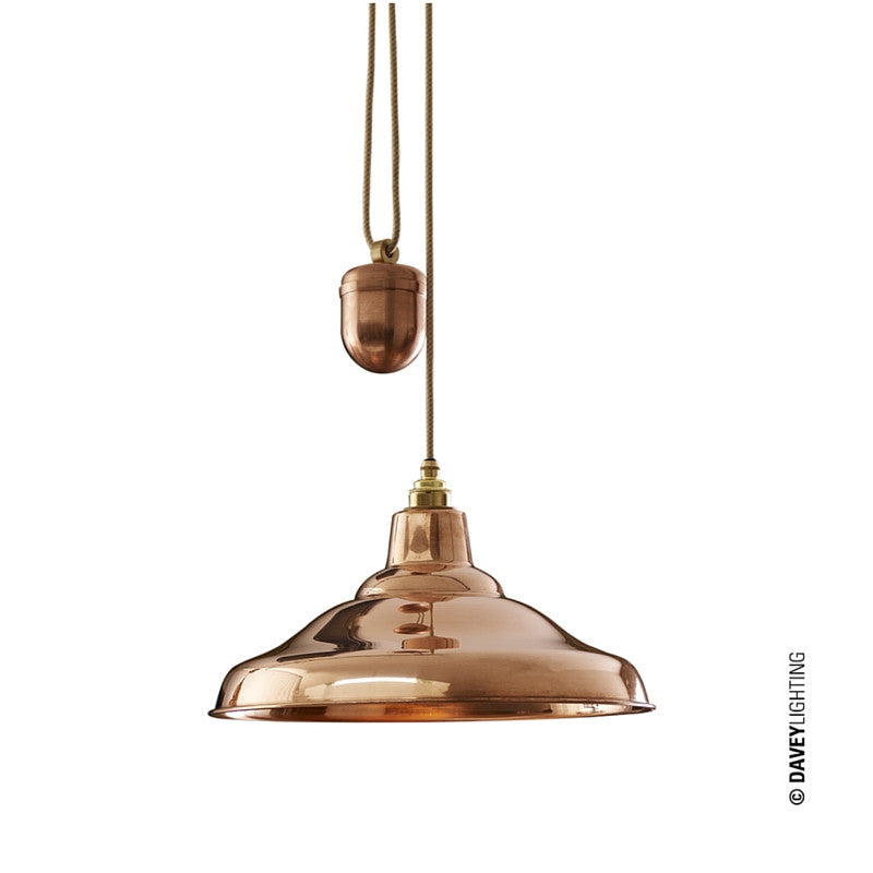 Rise & Fall School Pendant Light Polished Copper Davey Lighting Original BTC