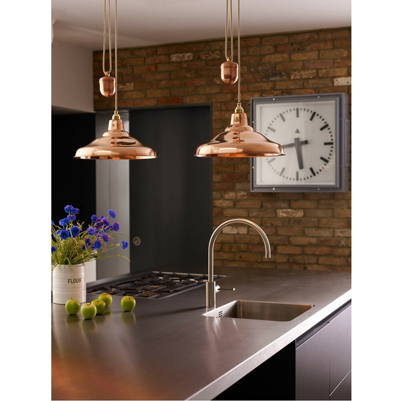 Rise & Fall School Pendant Light Polished Copper Kitchen Davey Lighting Original BTC