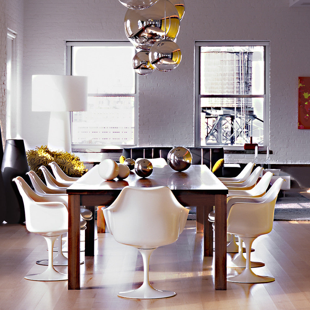 Saarinen Tulip Arm Chairs in Mod Loft Knoll