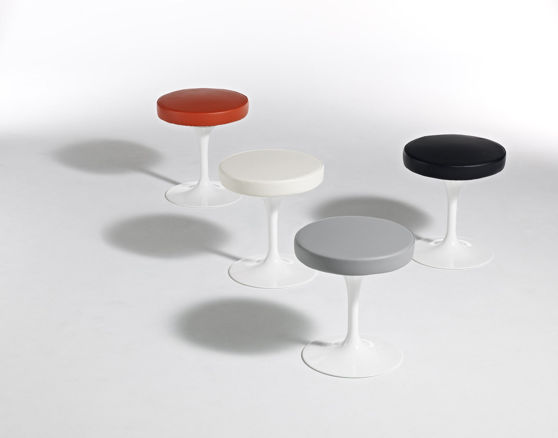 Saarinen Tulip Stools Red Grey Black White Knoll