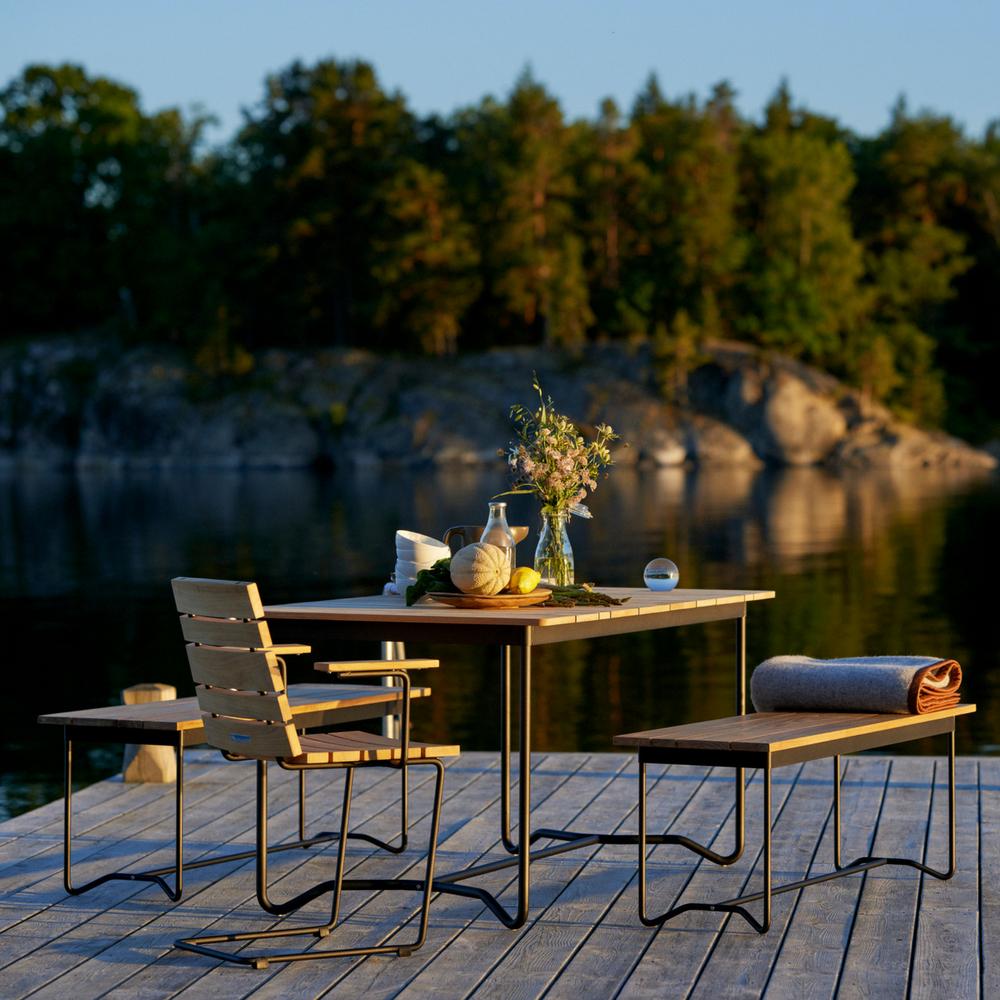 Grinda Armchair, Benches, and Table with Haverdahl Blanket by Skargaarden