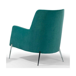 Thayer Coggin Mia Chair Back Teal with Polished Stainless Steel Legs Back