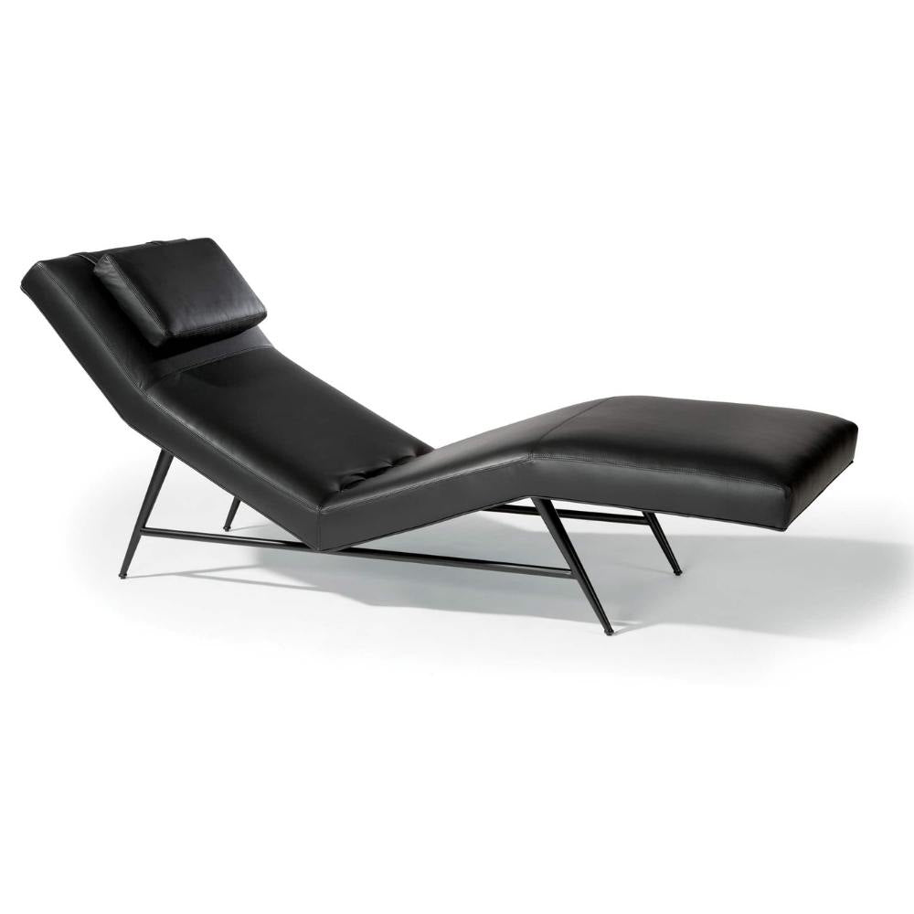 Thayer Coggin Milo Baughman Fred Chaise Lounge all Black