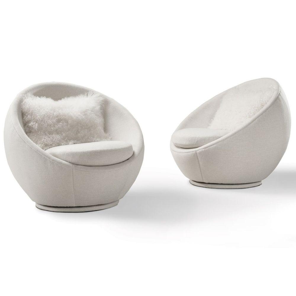 Thayer Coggin Milo Baughman Good Egg Swivel Chair Front and Back