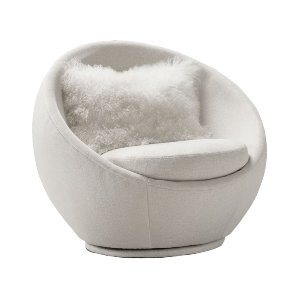 Thayer Coggin Milo Baughman Good Egg Swivel Chair with Custom Sheepskin Pillow