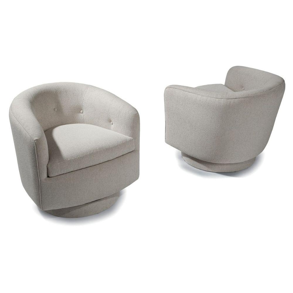 Thayer Coggin Milo Baughman Roxy Swivel Chair 1283-113 Front and Back