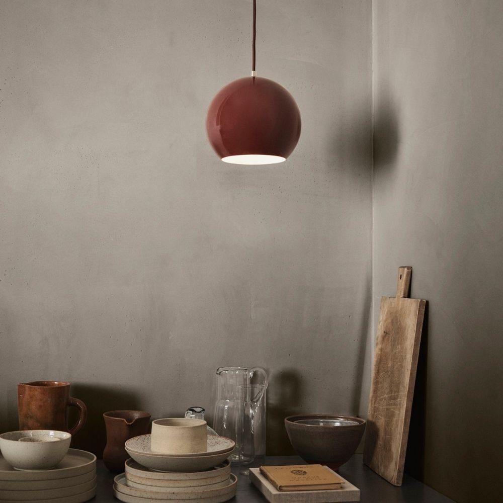 Verner Panton VP6 Topan Pendant Light Red Brown in Kitchen