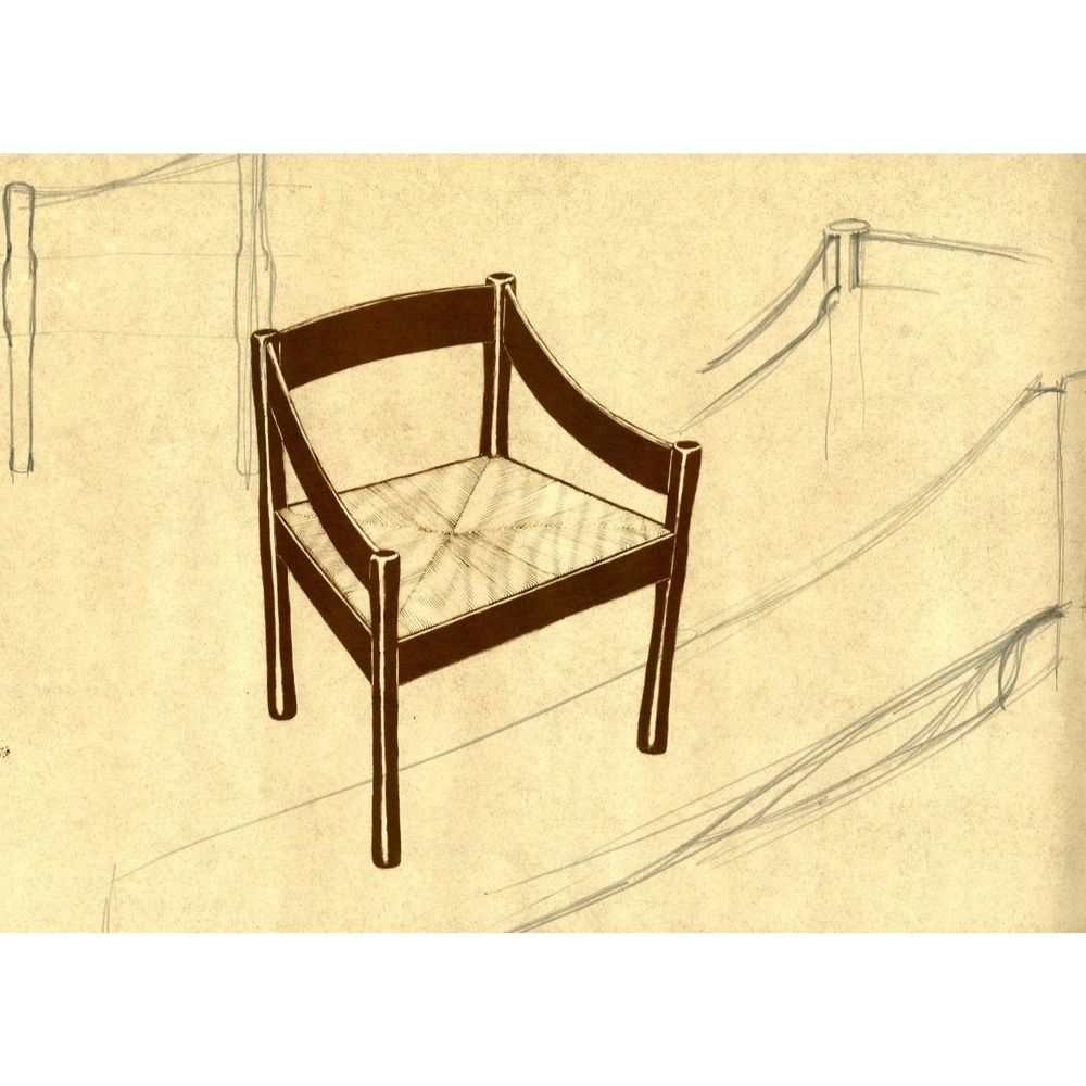 Fritz Hansen Carimate Chair by Vico Magistretti Original Hand Drawing Refined