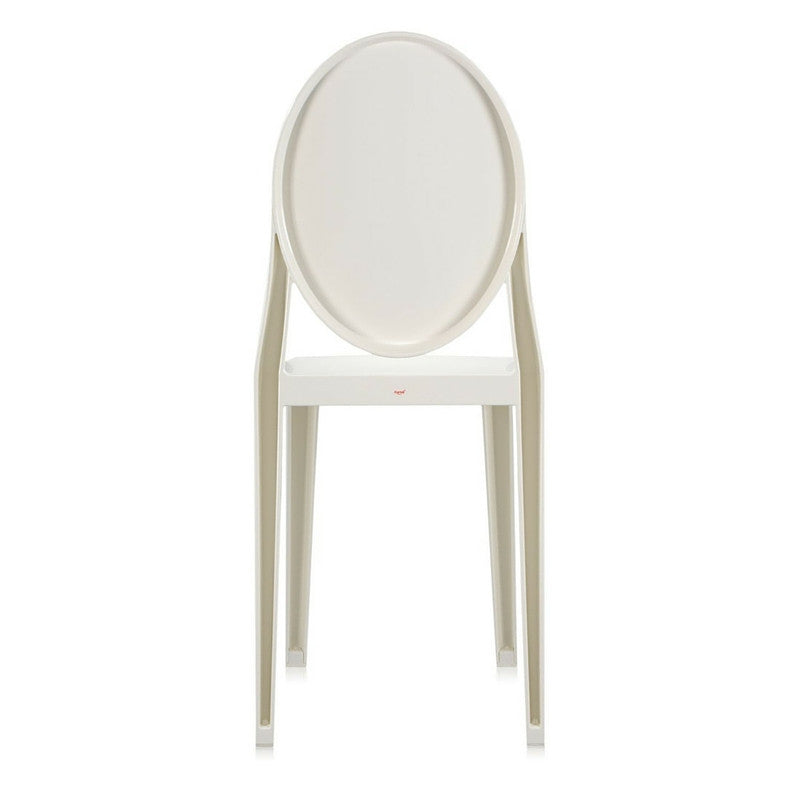 Backside of Glossy White Victoria Ghost Chair by Philippe Starck for Kartell