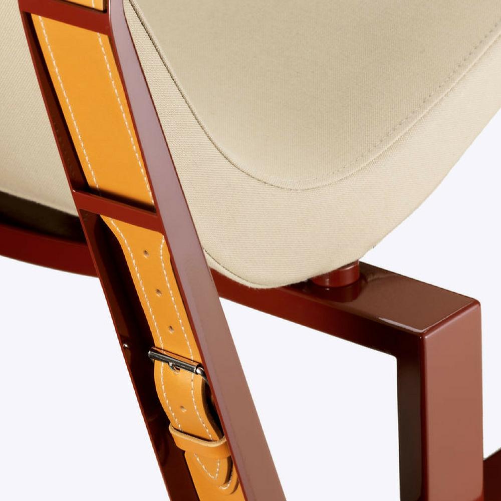 Vitra Prouvé Cité Arm Chair Leather Buckle and Metal Detail
