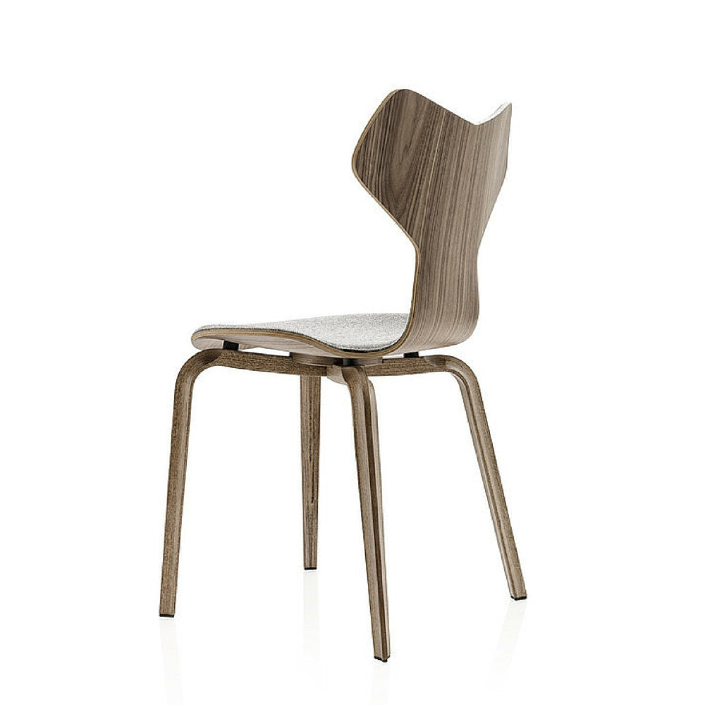 Walnut Grand Prix Chair Front Upholstered Back View Arne Jacobsen Fritz Hansen