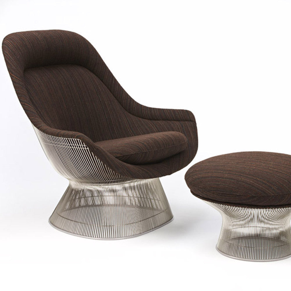 Warren Platner Easy Chair and Ottoman in KnollTextile Dynamic Musk Upholstery from Knoll