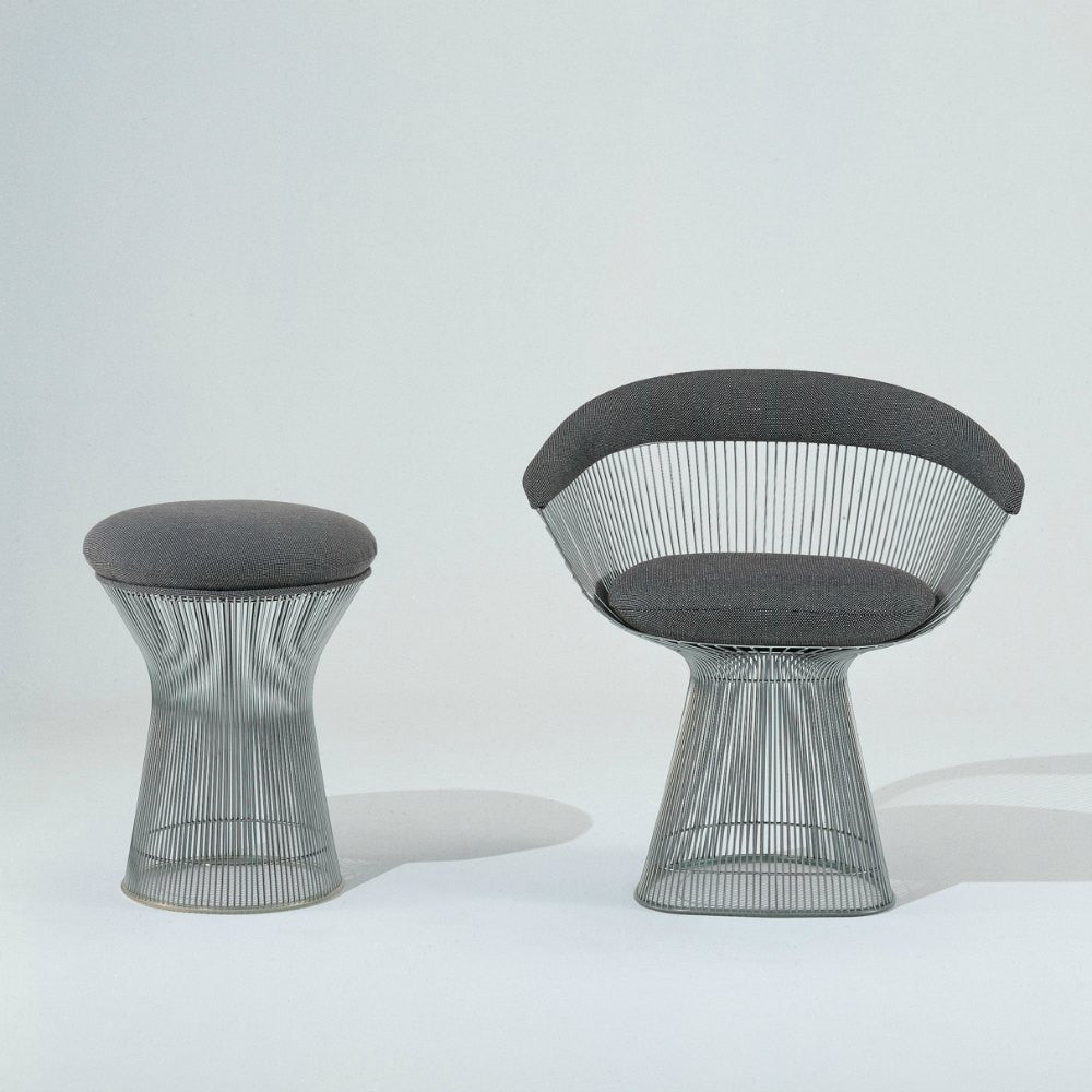 Warren Platner Stool and Arm Chair Dark Grey Knoll