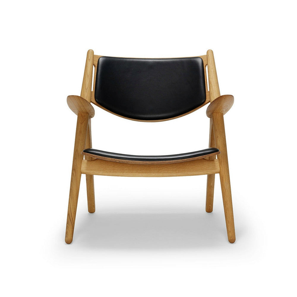 Wegner CH28 Sawhorse Chair Oak with Black Leather Carl Hansen & Son