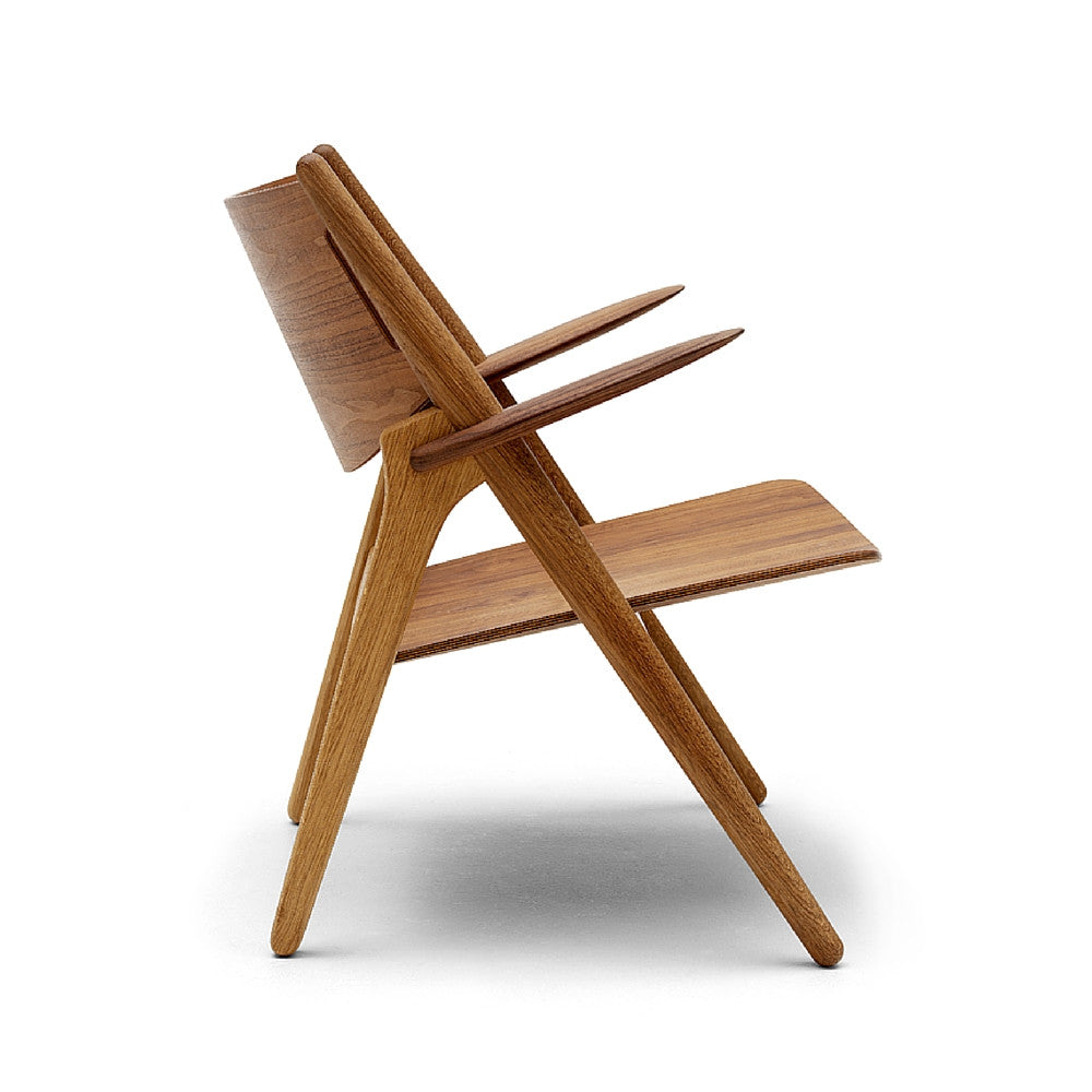 Wegner CH28 Sawhorse Chair Walnut and Oak Side Carl Hansen & Son