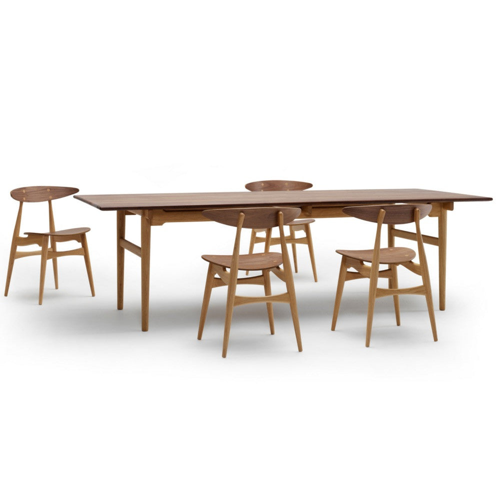 Wegner CH33 Chairs Walnut Oak in room with Dining Table Carl Hansen and Son