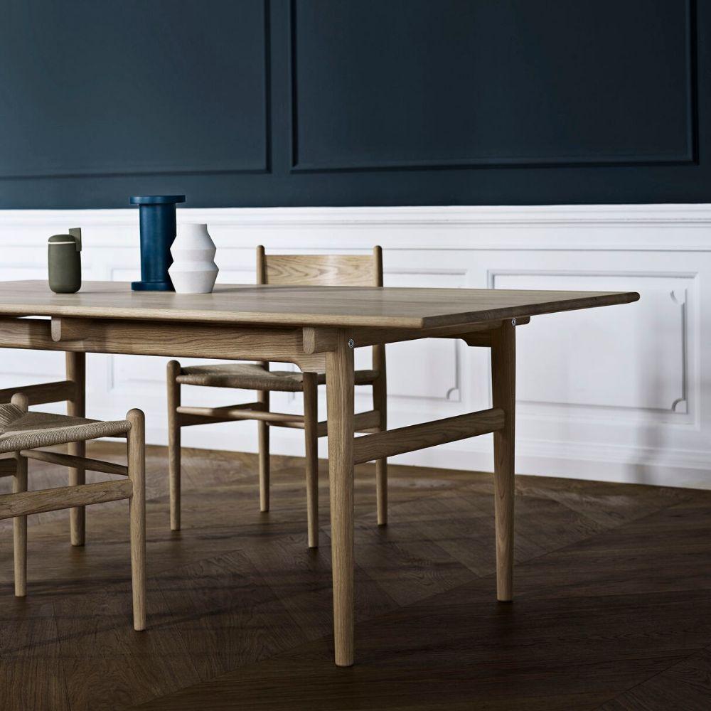 Wegner CH36 Dining Chairs in Oak White Oil with CH327 Dining Table