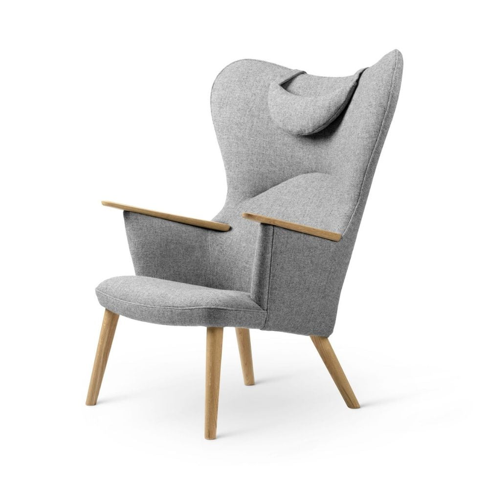 Wegner CH78 Mama Bear Chair Grey Hallingdal 130 with Neck Pillow by Carl Hansen