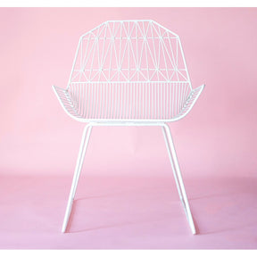 Bend Farmhouse Lounge Chair White on Pink Background