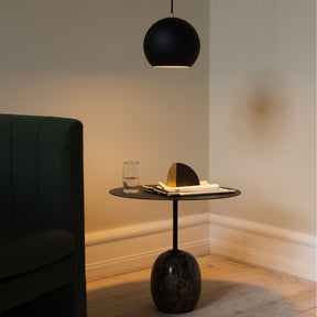 And Tradition VP6 Topan Pendant Matte Black in Living Room over Side Table