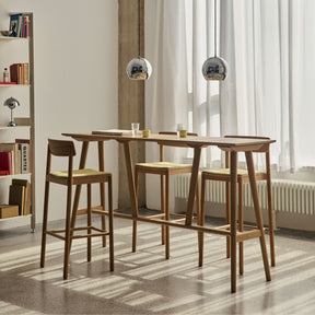 And Tradition VP6 Topan Pendants Chrome over Bar Height Table