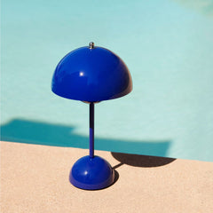 andTradition VP9 Flowerpot Lamp Cobalt Blue by Swimming Pool