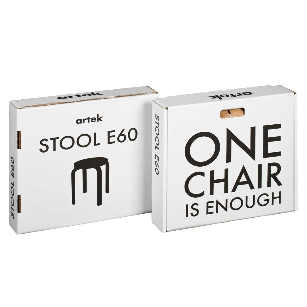 Artek Alvar Aalto Stool E60 One Chair is Enough Flat Pack Carton