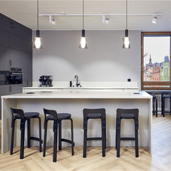Artek Alvar Aalto K65 High Chairs Black Lacquer in Modern Kitchen Helsinki