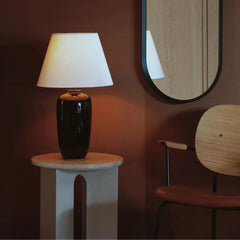 Audo Copenhagen Torso Table Lamp with Androgyne Table and Co Lounge Chair