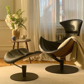 bruunmunch Lobster Chair and Ottoman in Copenhagen with PLAY side Table Golden Hour