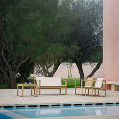 Carl Hansen BK12 Teak Sofa and Lounge Chairs by Bodil Kjaer Outdoors by Pool