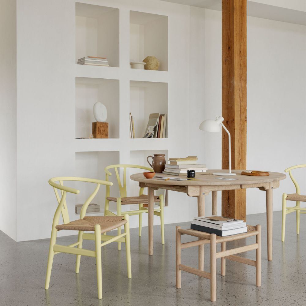 Carl Hansen Wegner Wishbone Chairs Ilse Crawford Soft Hollyhock in Home Office