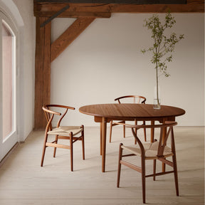 Carl Hansen CH337 Dning Table and CH24 Wishbone Chairs Mahogany Oil In Situ