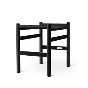 Carl Hansen Wegner CH53 Foot Stool by Hans Wegner Beech Soft Black with Black Paper Cord Angled