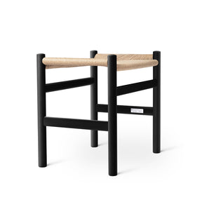 Carl Hansen Wegner CH53 Foot Stool by Hans Wegner Beech Soft Black with Natural Paper Cord Angled