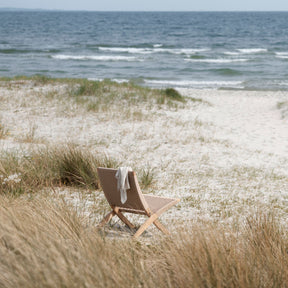 Carl Hansen Cuba Outdoor Chair Teak with Sesame Rope MG501 on Beach