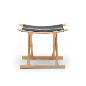 Carl Hansen OW2000 Folding Stool by Ole Wanscher Oak Oil Frame Black Saddle Leather Seat
