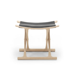 Carl Hansen OW2000 Folding Stool by Ole Wanscher Oak Soap Frame Black Saddle Leather Seat
