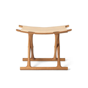 Carl Hansen OW2000 Folding Stool by Ole Wanscher Oak Oil Frame Natural Saddle Leather Seat