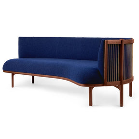 Carl Hansen RF1903 Sideways Sofa in Oiled Walnut with Natural Papercord with Baru 780 Dark Blue Wool Boucle