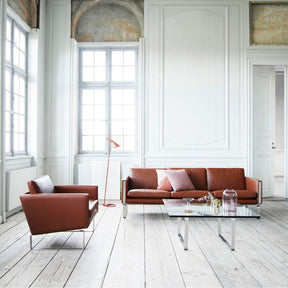 Carl Hansen Wegner CH103 and CH102 Sofas in Copenhagen Living Room with CH101 Coffee Table and AJ Floor Lamp
